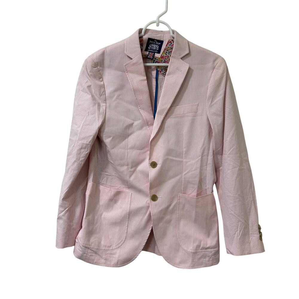 The Savile Row Company Mens Size 36S Pink & White Striped Blazer Jacket Preppy